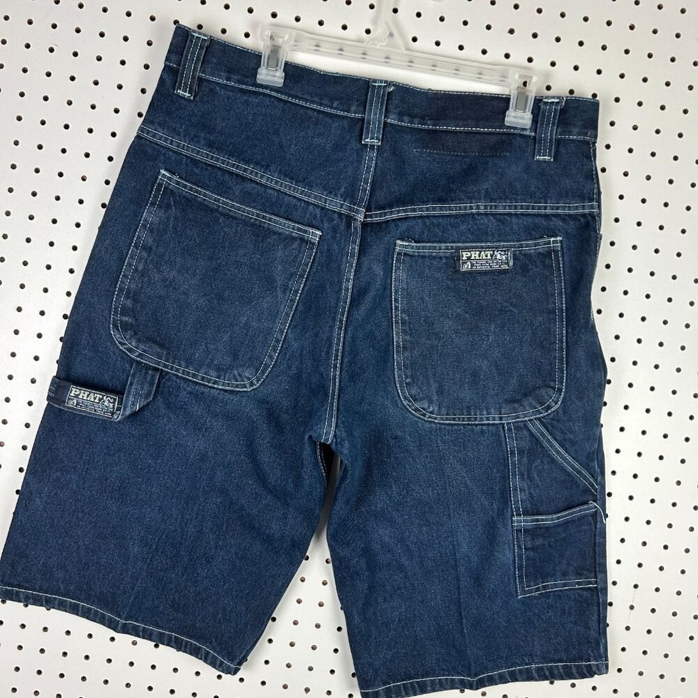 Phat Farm 90s Carpenter Jean Shorts Size 36 Wide Leg Baggy Skater Grunge Hip Hop - Picture 2 of 6